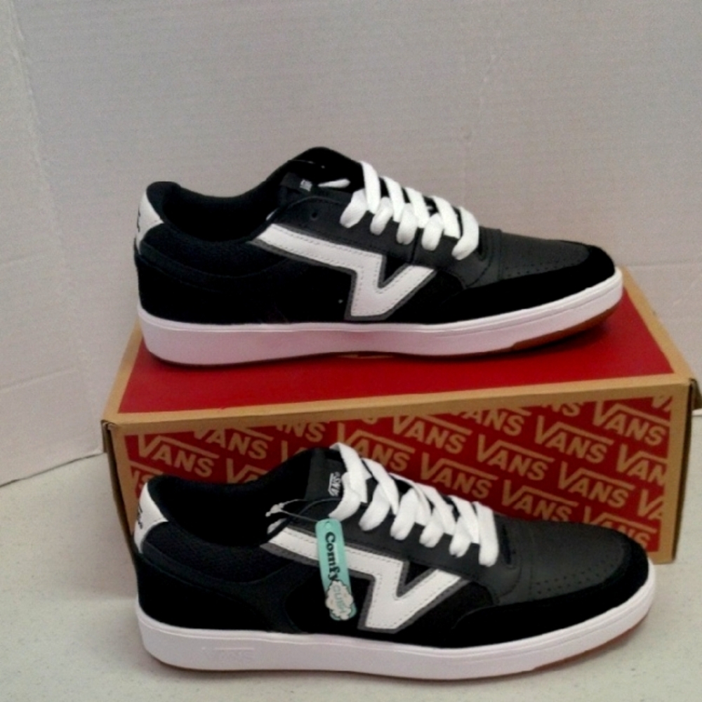 Lowland CC Vans Men's Black and White Sneakers Comfy Cush
